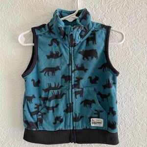 Teal and Black Animal Print Fleece Vest